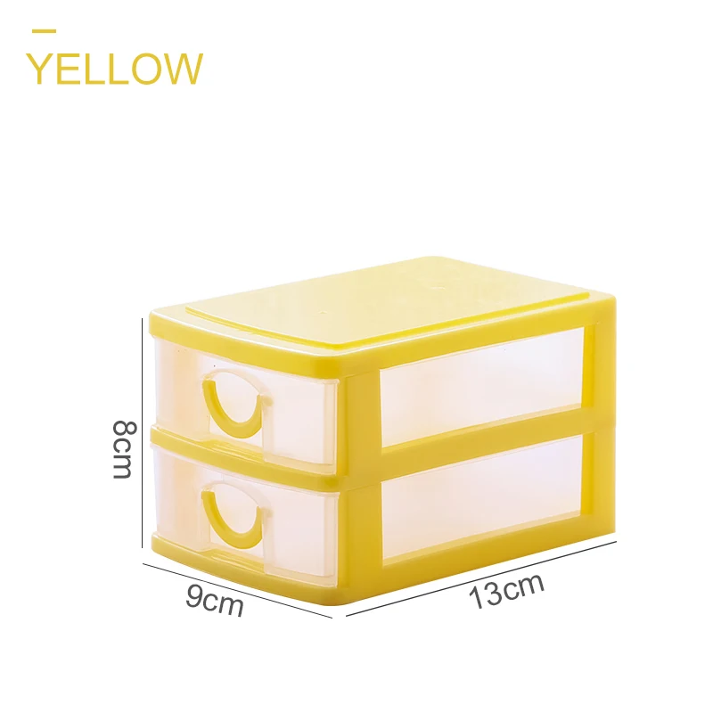 2 layer Yellow BNBS маленький ящик Органайзер для шкафа пластиковый ящик для хранения комод единиц настольного хранения многослойная Организация макияж органайзер для ящика коробка для конфет - Цвет: 2 layer Yellow