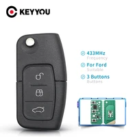 keyyou 433mhz 4d63 4d60 flip folding car remote key for ford fusion focus mondeo fiesta galaxy hu101 fo21 blade vehicle keys