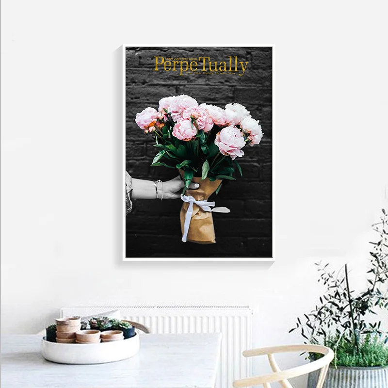 

Nordic Style Pink Flowers Canvas Painting Posters And Print Modern Decor Wall Art Pictures For Living Room Bedroom Dinning Room