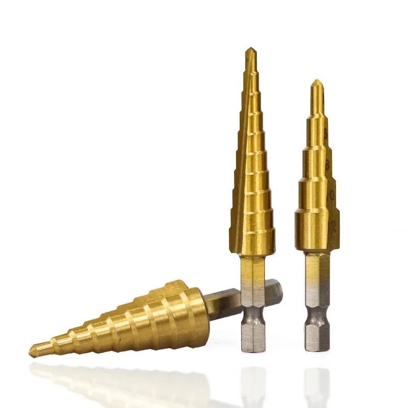 3pcs Large HSS Steel Step Cone Cut Set Drill Tools Titanium Coated Metal High Speed Bit |