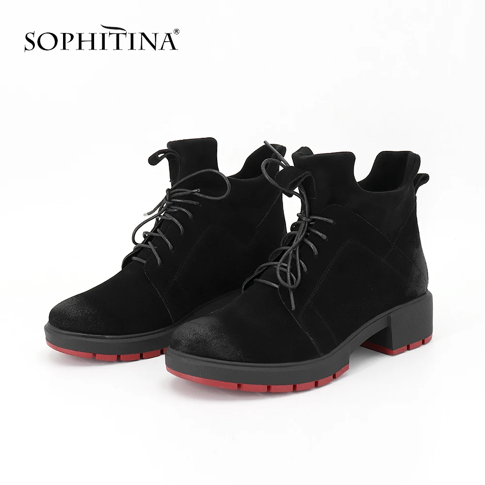 SOPHITINA/Лидер продаж 2019г. Элегантные легкие ботильоны из натурального спилка и