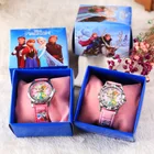 Детские часы Disney холодное сердце принцесса Аиша Анна в коробке, Мультяшные кварцевые часы, случайный стиль, подарок на праздник, день рождения для детей