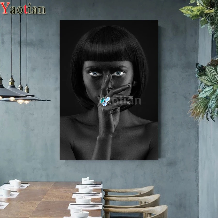 

Алмазная живопись «сделай сам», квадратная/круглая картина, Африканское искусство, черная женщина 5d, Новое поступление, алмазная вышивка, м...