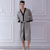 2019 new men casual robes autumn winter waffle bathrobe mens dressing gown male loose plus size kimono bath robe