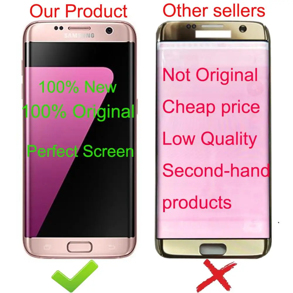 AAA оригинальный 5 ''SUPER AMOLED ЖК-дисплей с рамкой для SAMSUNG Galaxy s7 edge G935 G935F сенсорный