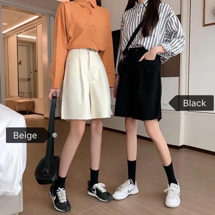 Женские плиссированные брюки до колена однотонные с высокой талией и карманами