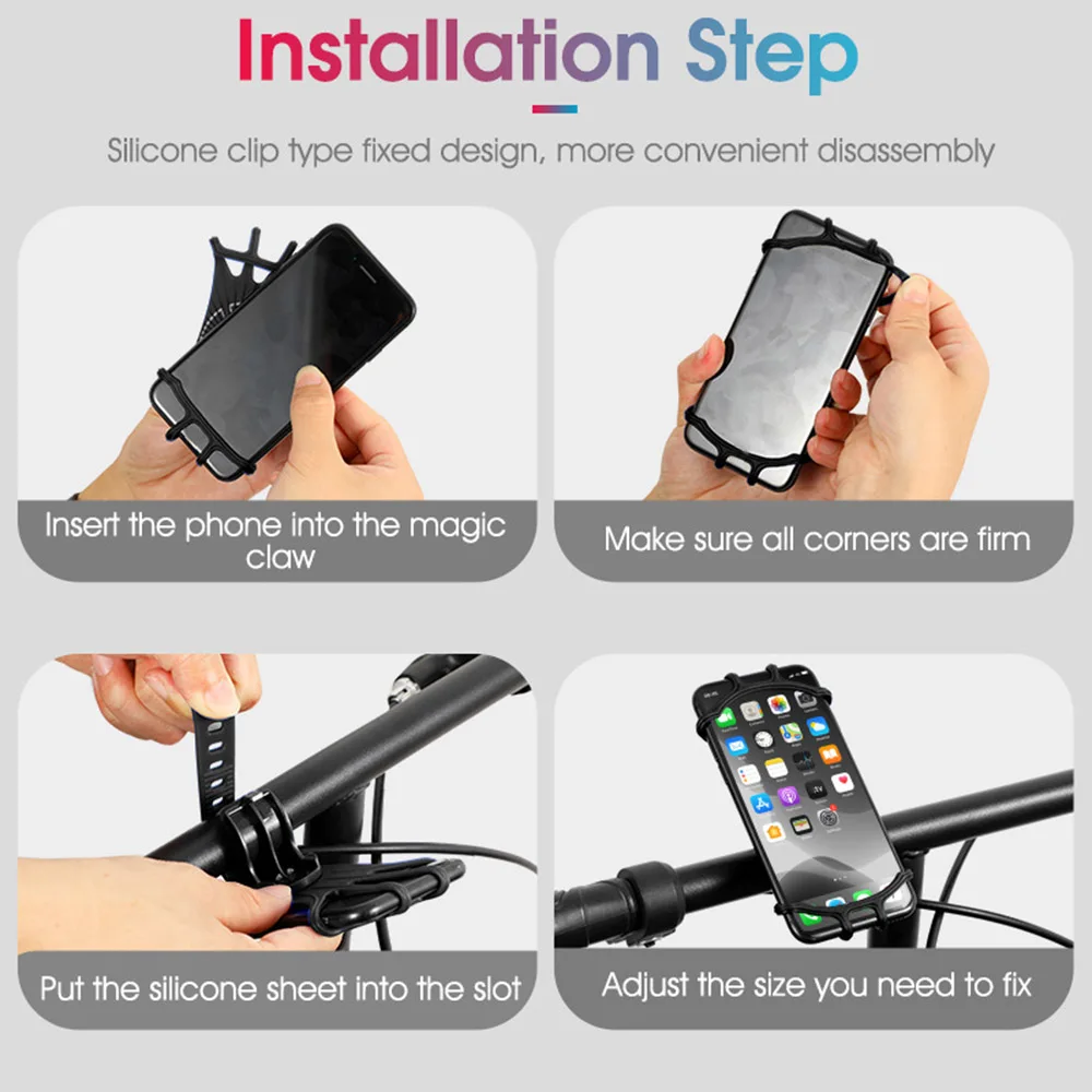 

WEST BIKING 1pc Bike Mobile Phone Stand Silicone Support Cycling Navigation Fixed Support Universal Moblie Phone Stand Bracket