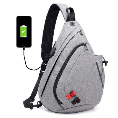 

2019 new canvas men's fanny pack USB interface charging camouflage chest bag backpack large capacity splash-proof travel bag