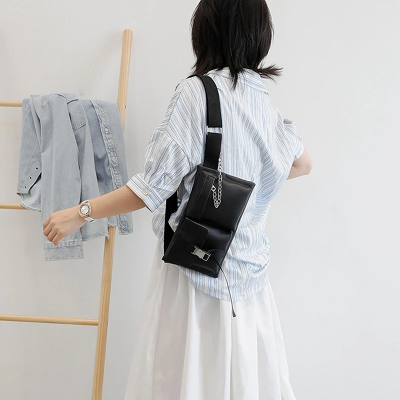 

Tooling Women's Waist Bag Fashion Trend PU Leather Sports Fitness Chest Bag Luxury Travel Tooling Bag