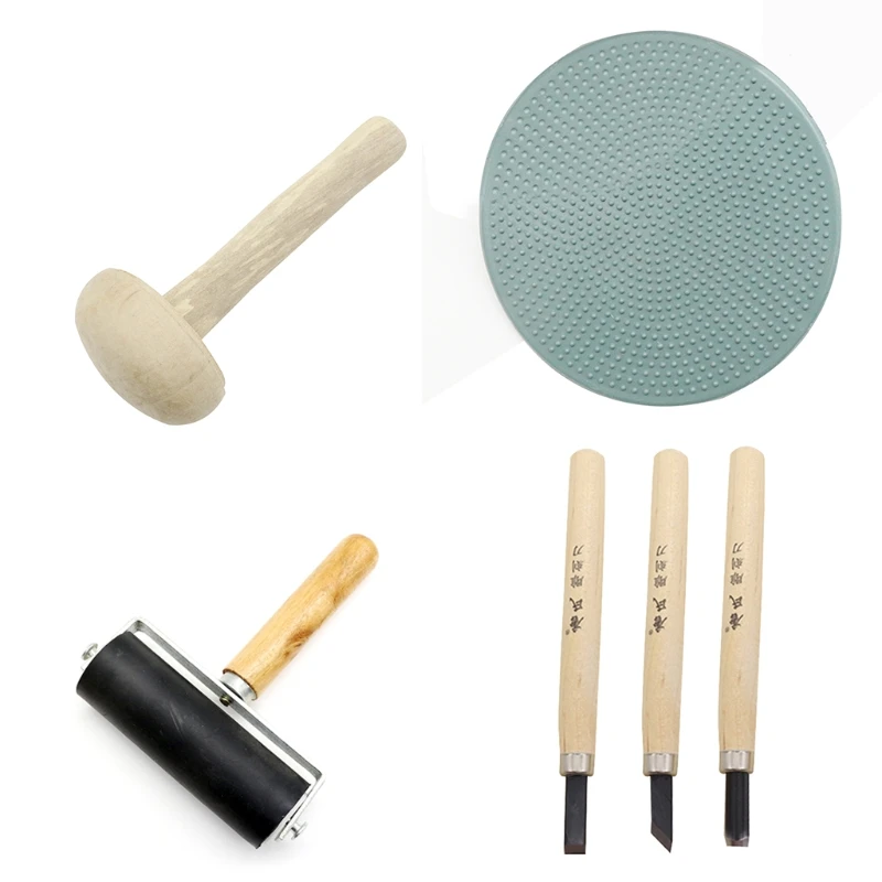 

2021 New Block Printing Tool Kit Rubber Stamp Making Kit with Ink Roller for Printmaking