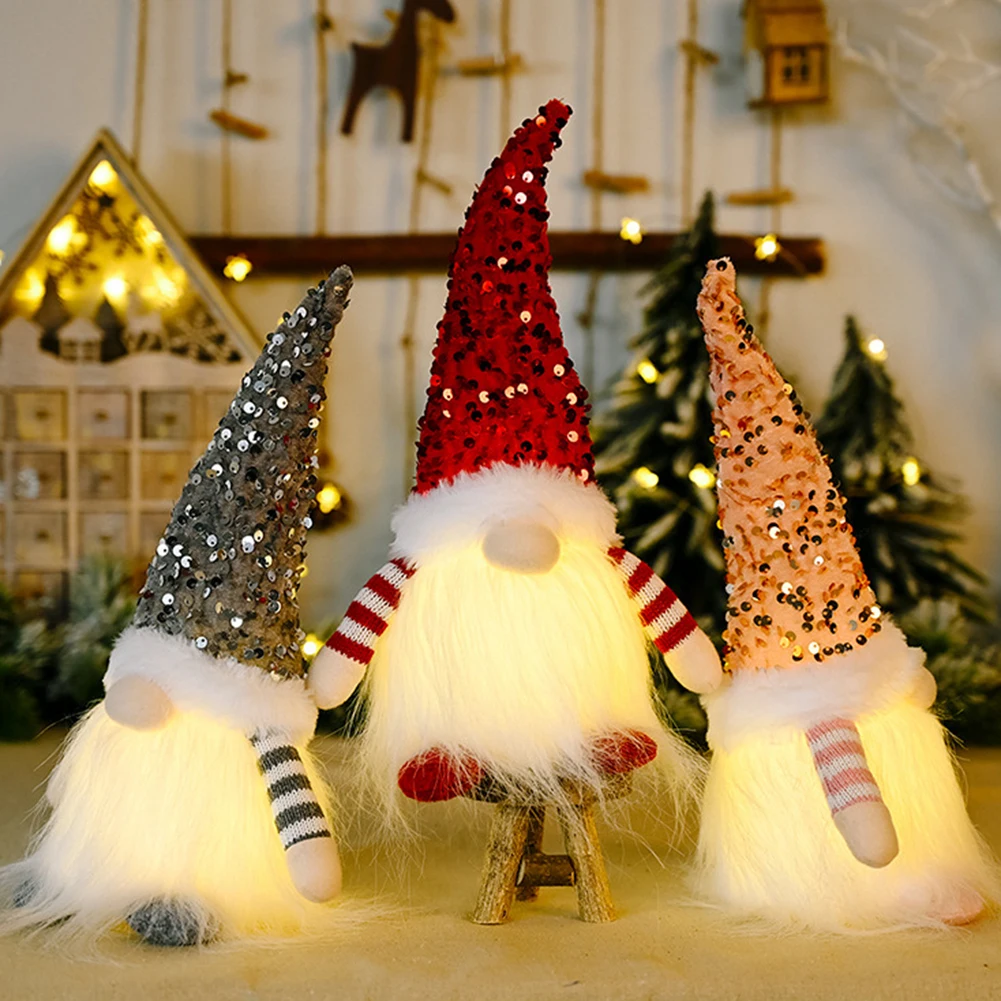 

Illuminated Christmas Gnome Xmas Decoration Handmade Christmas Glowing Gnome Figures Decorative Doll New Year Gift