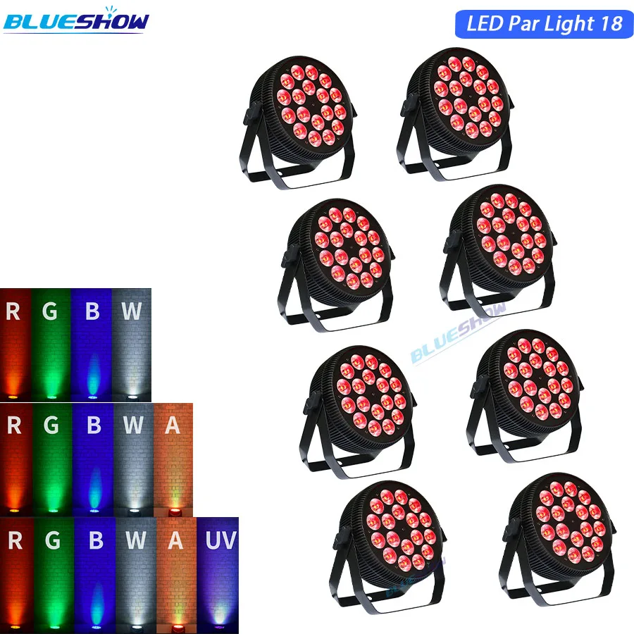 Без налога на заказ 8 шт./лот плоский DJ par свет RGBWA 5в1 18x12 Вт LED Par огни RGBW 4в1 18x10 диско