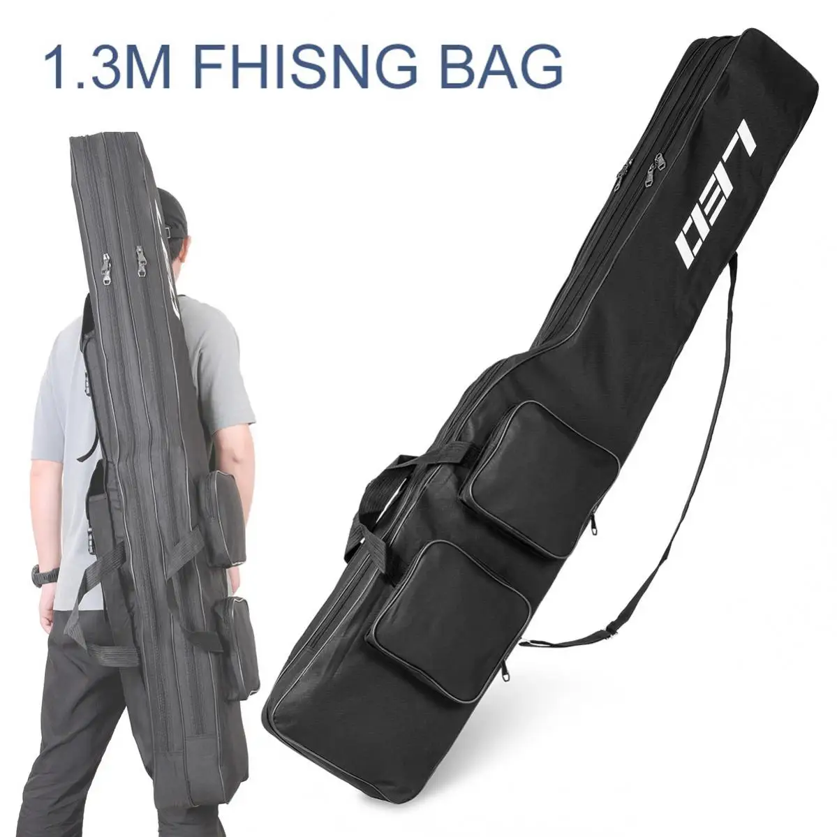 

1.3m Double Layer Large Capacity Collapsible Carp Fishing Rod Bags Multi Pocket Sea Fishing Tackle Boxes Foldable Package
