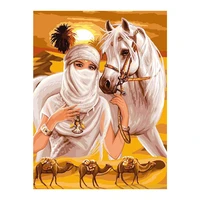 arabian woman white horse desert camel diamond painting portrait animal round full drill diy mosaic embroidery 5d cross stitch