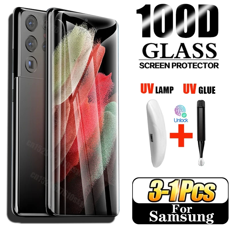 

UV Tempered Glass For Samsung Galaxy S21 S10 Plus Screen Protector S9 S8 S20 S10e 5G S 9 8 10 21 Note 8 9 10 20 Ultra Glass Film