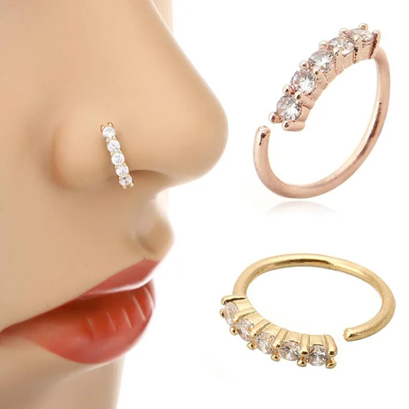 

1 PC Piercing Nose Hoop Ring Expander Seamless Segment Ear Hoops Tragus Cartilage Earrings Nostril Body Hinged Septum Clicker