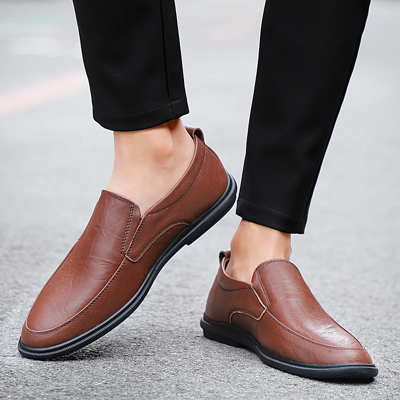 Men Genuine Leather Shoes Fashion Slip On For Italian Loafers Simple Casual Driving | Обувь