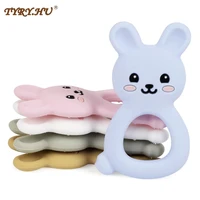 tyry 5pc10pc animal baby teether bunny shape teething pendant for diy chewable necklace food grade toddler teether toys