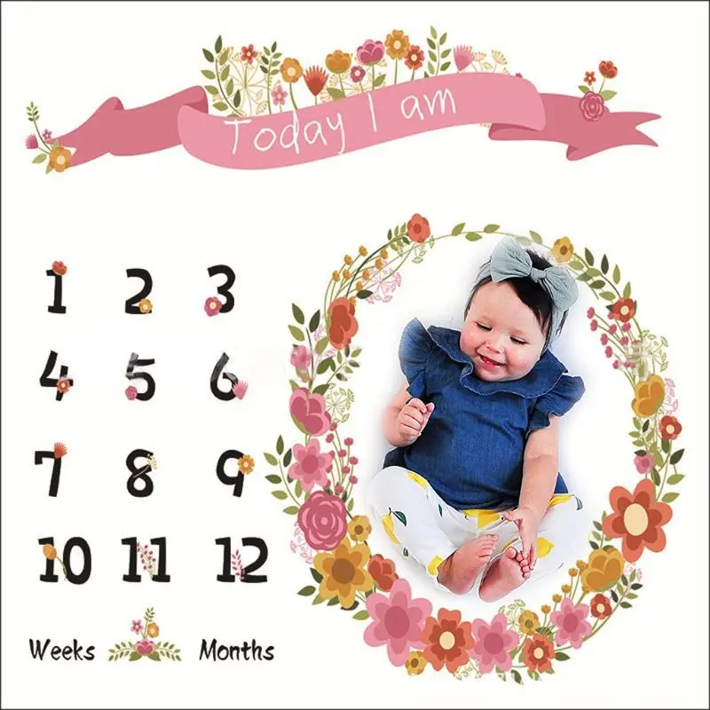 

Unisex Baby Newborn Photography Background Cloth Cartoon Milestone Blanket