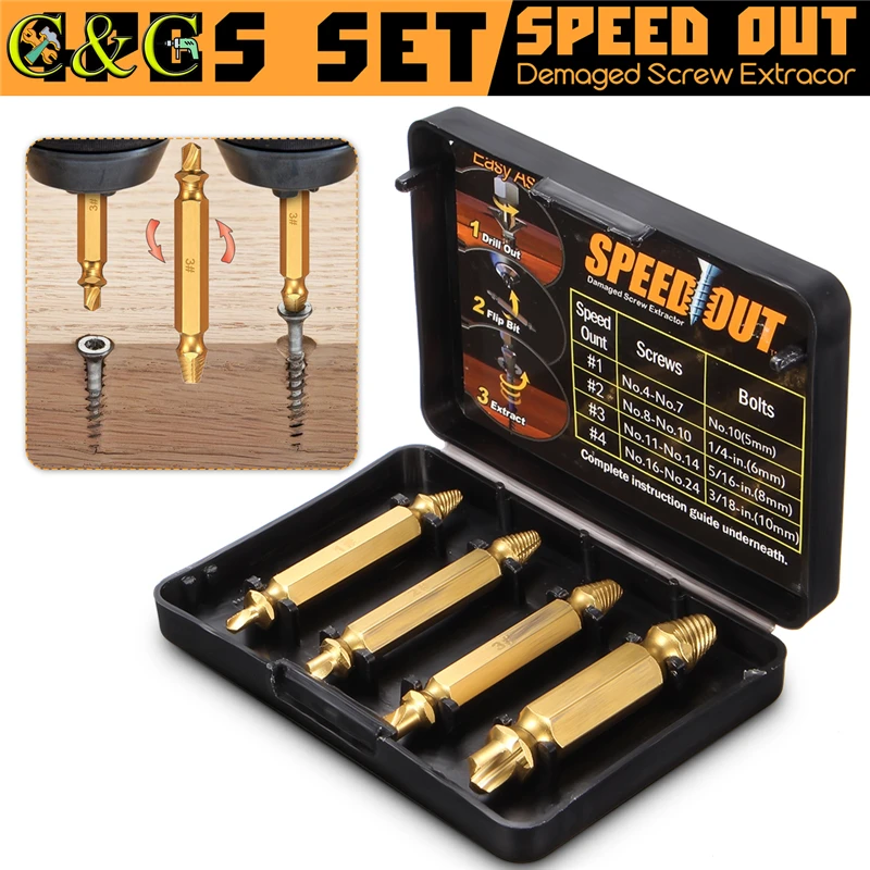 4 шт. с титановым покрытием двухсторонний поврежденный болт экстрактор сверла