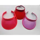 Женские Унисекс Очаровательные летние Карамельный Цвет Защита от ультрафиолетовых лучей с открытым верхом солнцезащитный козырек шапка из прозрачного ПВХ пластиковые шляпы с широкими полями Clip-On Спортивная Кепка