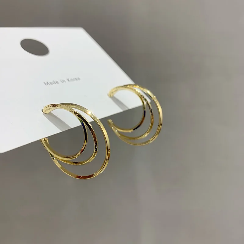 Корейские темпераментные простые металлические серьги для женщин новинка 2020