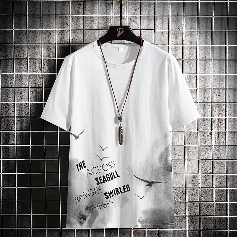 

T-shirt men's summer 2021 new brand trend cotton casual half-sleeved clothes loose Korean compassionate