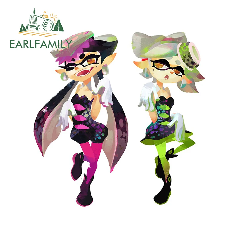 

EARLFAMILY 13cm x 11.7cm for Splatoon Cartoon Car Assessoires Stickers Waterproof Sunscreen Decal Refrigerator Trunk Decoration