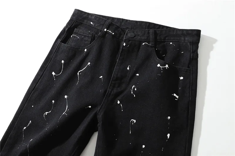 Джинсы Idopy мужские с рисунком модные прямые штаны из денима чернильным брызговым