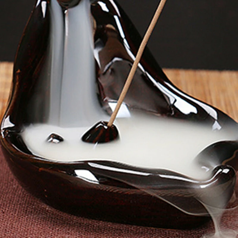 

Backflow Ceramic Incense Burner Cone Stick Porcelain Censer Holder Decor