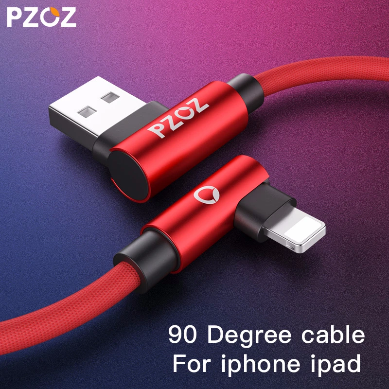 PZOZ для iphone зарядное устройство USB кабель Быстрая зарядка 90 градусов usb Шнур кабель для iphone Xr Xs Max 8 7s 6 plus 6s 5 5S se ipad кабель