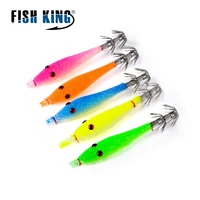fish king 5pcs squid hook jigs fishing lure isca artificial shrimp bait octopus cuttlefish fluorescent hook sea fishing tackle