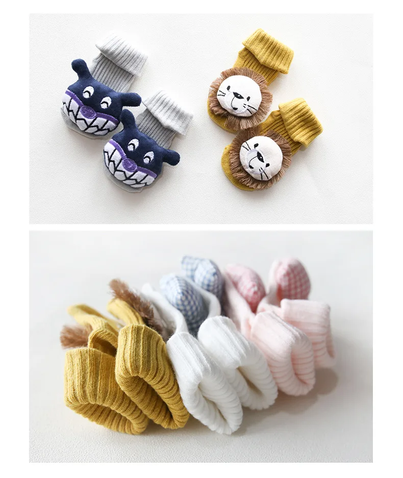 Весенне осенние новые детские носки мультяшная кукла высокие нескользящие для