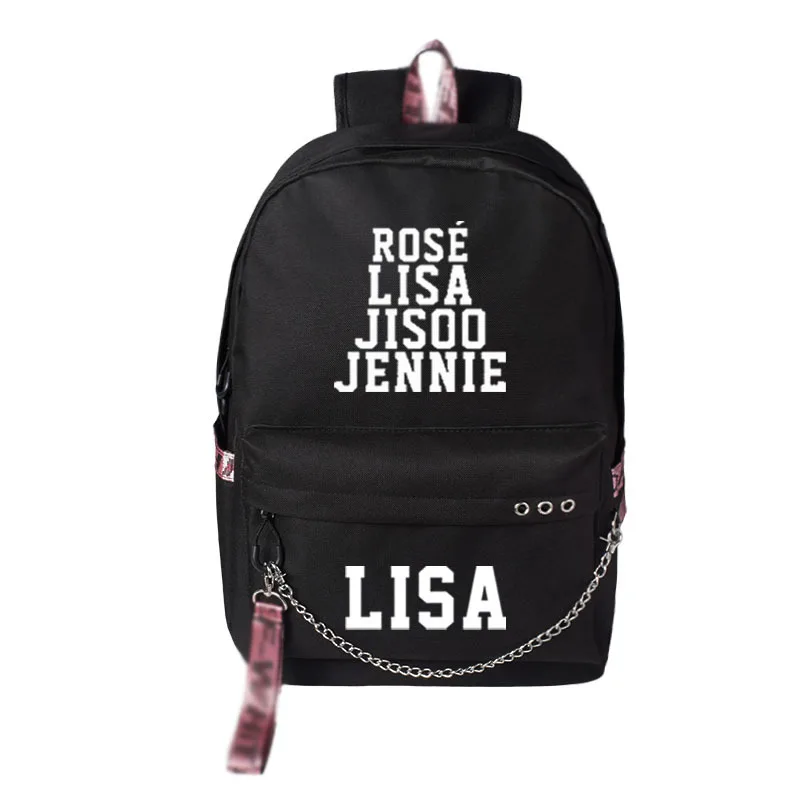 SBA12770202 BlackPink Rose Lisa JENNIE USB Рюкзак Школьные сумки черный розовый Mochila дорожные сумки для ноутбука наушники USB порт - Цвет: SBA12770202