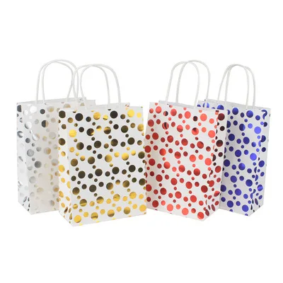 

30pcs Golden Dots Kraft Paper Bag Festival Gift Packing Bags Decoration Package For Christmas New Year Holiday