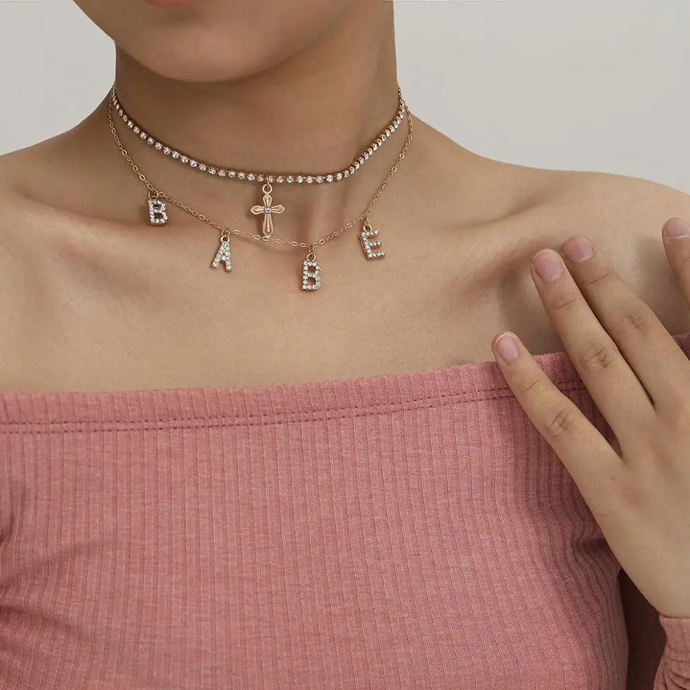 2 шт./набор блестящие ожерелья-Чокеры Стразы для девочек сексуальное ожерелье с