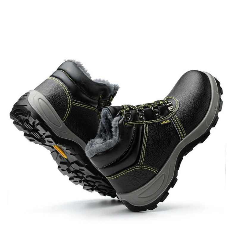 Бархатная зимняя рабочая обувь водонепроницаемая Мужская из искусственной кожи