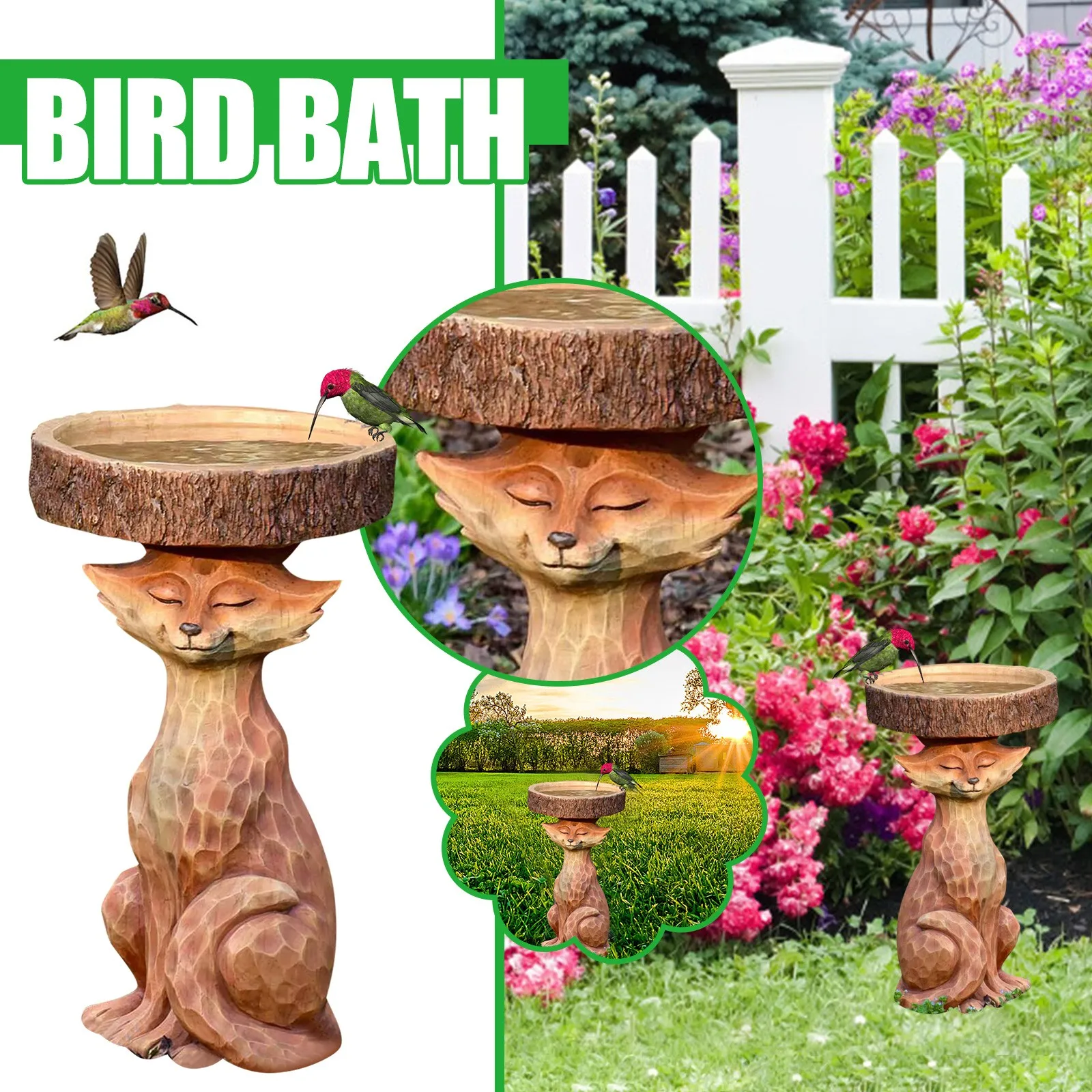 

8-Set Outdoor Resin Raccoon Birdbath Polyresin Antique Garden Bird Bath For Home Garden Yard Decoration Cute Animal Kawaii Owl A