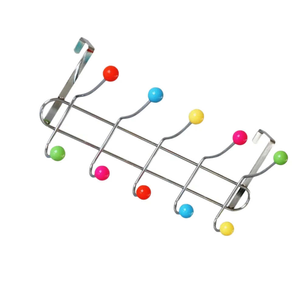 

Punch Free Over the Door Hangers Colored Beads Hanging Hook Rail Coat Handbag Hat 5-Hooks for Home Door