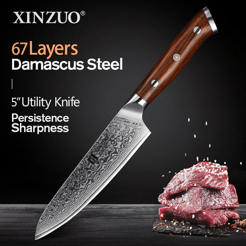 5 дюймовый универсальный нож XINZUO японский кухонный из дамасской стали новые