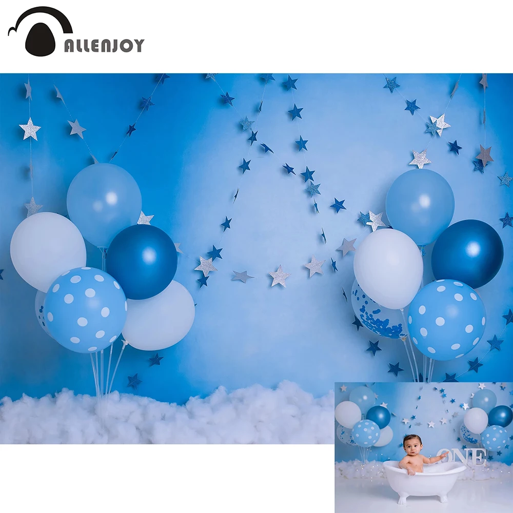 

Allenjoy голубые воздушные шары облако разбивание торта Детская фотография фон звезды боке пастельный душ детская фотосессия детская фотобудк...