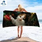 Полотенце для ванной комнаты PHAYON с милым котом, пляжное полотенце из микрофибры, мягкий коврик для йоги с животными для взрослых, спортивное полотенце с водопоглощением, 75 см x 150 см