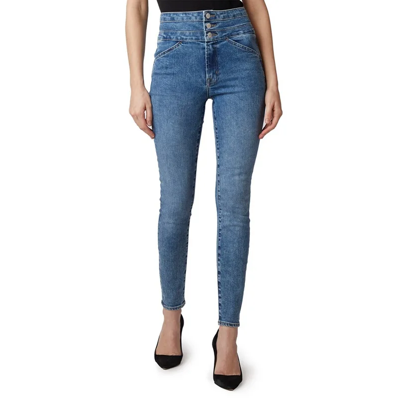 

Womens Juniors Classic High Waist Denim Skinny Jeans High-quality Women Dark Trousers Washed Cotton Leggings