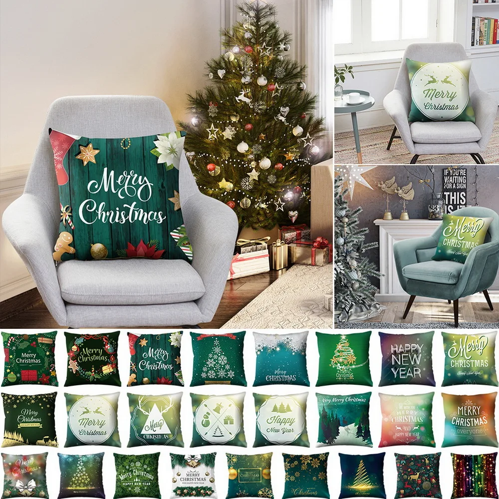 Веселая Рождественская наволочка 45*45 см персиковая кожа Подушка для дивана