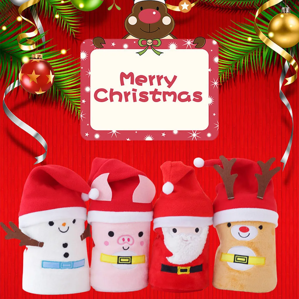 OUNEED 1 Pc Hat and Flannel Blanket Set Snowman Super Soft Christmas Cartoon Flannel Fluffy Blanket Bed Sofa Children Gift#45