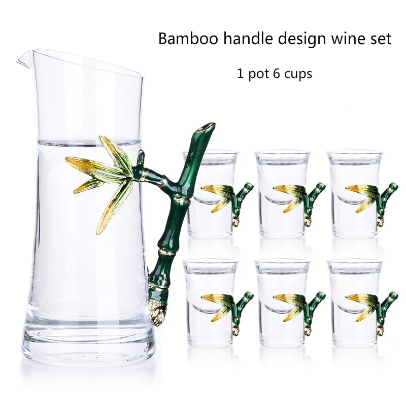 conjunto de vinho com alca de bambu conjunto criativo com dispensador de vinho de 02