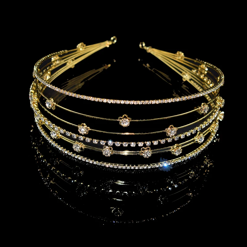 Многорядные роскошные сверкающие свадебные хрустальные тиары принцессы для