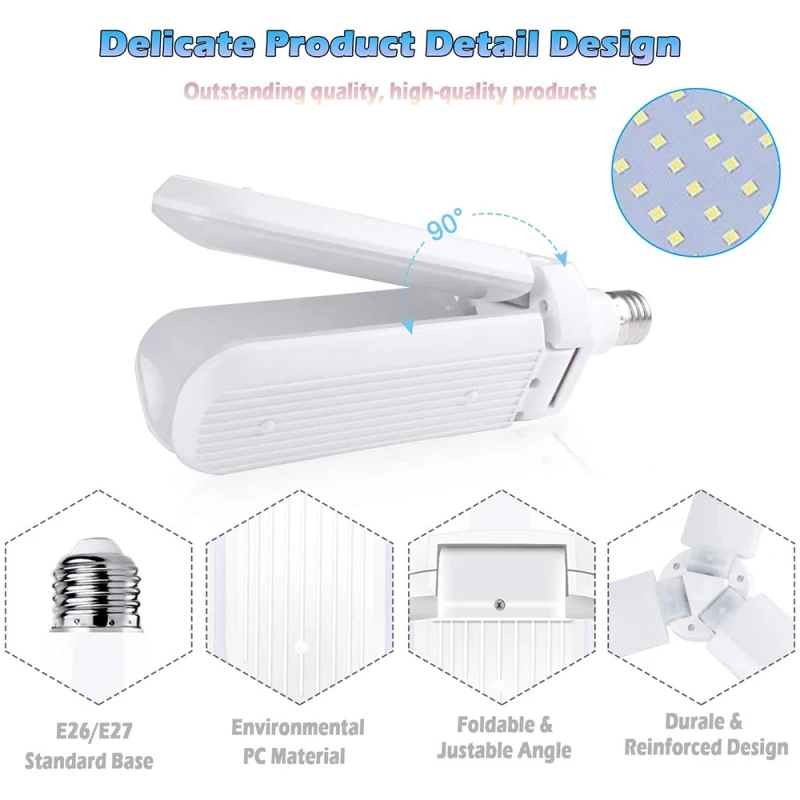 

Led Garage Lights Super Bright 30W Daylight Light Bulbs 3000LM Deformable Garage Ceiling LED Shop Lights