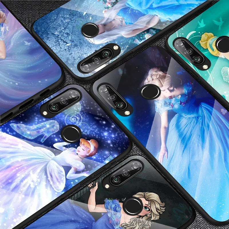 

Tempered Glass Cover Princess Cinderella For Huawei Y6 Y7 Y9 Y5P Y6P Y8S Y8P Y9A P Smart Z 2019 2020 2021 Phone Case