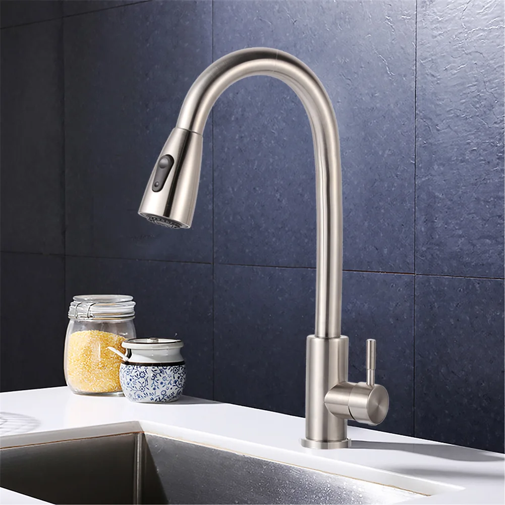 

Выдвижной вращающийся кухонный кран с одним отверстием для горячей и холодной воды